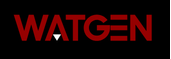 Red 'WATGEN' logo on a black background